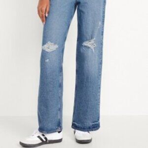 LIKE NEW! Old Navy Extra High-Waisted Wide-Leg Distressed Jeans